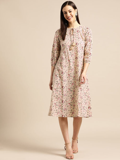 Adults-Women Floral Print A-Line Dress