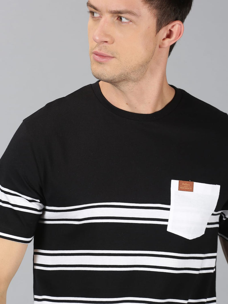 Men T-Shirt Stripes Cotton Premium