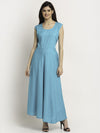 Aawari Rayon Plain Gown For Girls and Women Rama Blue
