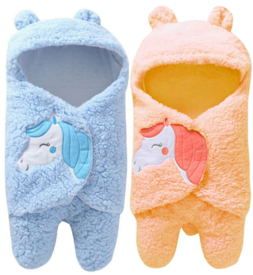 Brandonn Island Supersoft Wearable Hooded Swaddle Wrapper Cum Baby Sleeping Bag for Babies Pack of 2