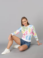 Women Sweatshirt With Printed Round Neck Multicolor