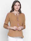Bapple Brown Embroidery Women Top