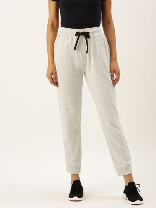 Women White Straight Essential Track Pants