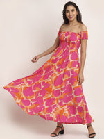 Aawari Rayon Elephsnt Printed Crop Gown For Women and Girls