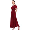 Aawari Rayon Frill Gown For Girls and Women Maroon
