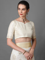 Sareemall Cream Festive Kanjivaram Silk Woven Designer Saree With Unstitched Blouse