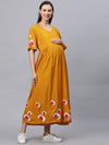 MomToBe Women's Rayon Fire Yellow Maternity Dress