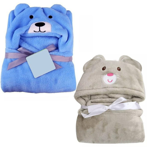 Brandonn Supersoft Premium Hooded Wrapper Cum Baby Bath Towel for Babies Pack of 2