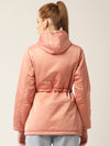 Women Dusty Pink Solid Reversible Padded Jacket
