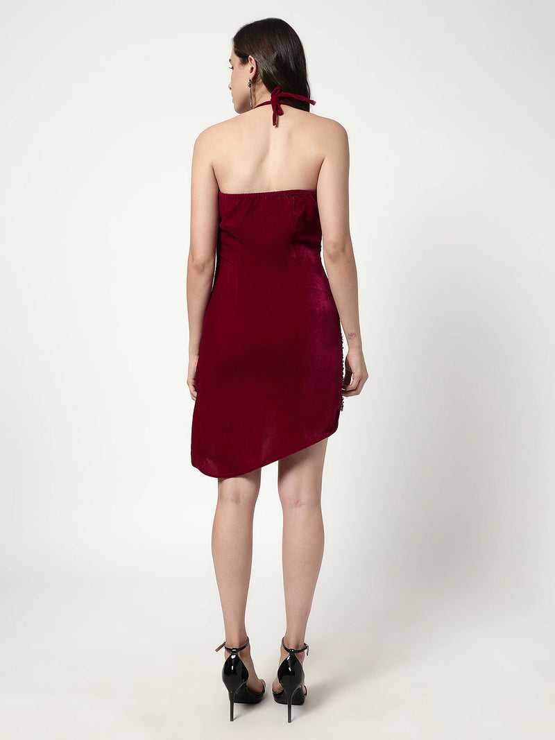 Velvet Coacktail Dress With Sequin Patch