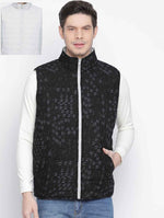 Vibrant Black Printed Mezz Reversible Quilted Men Jacket