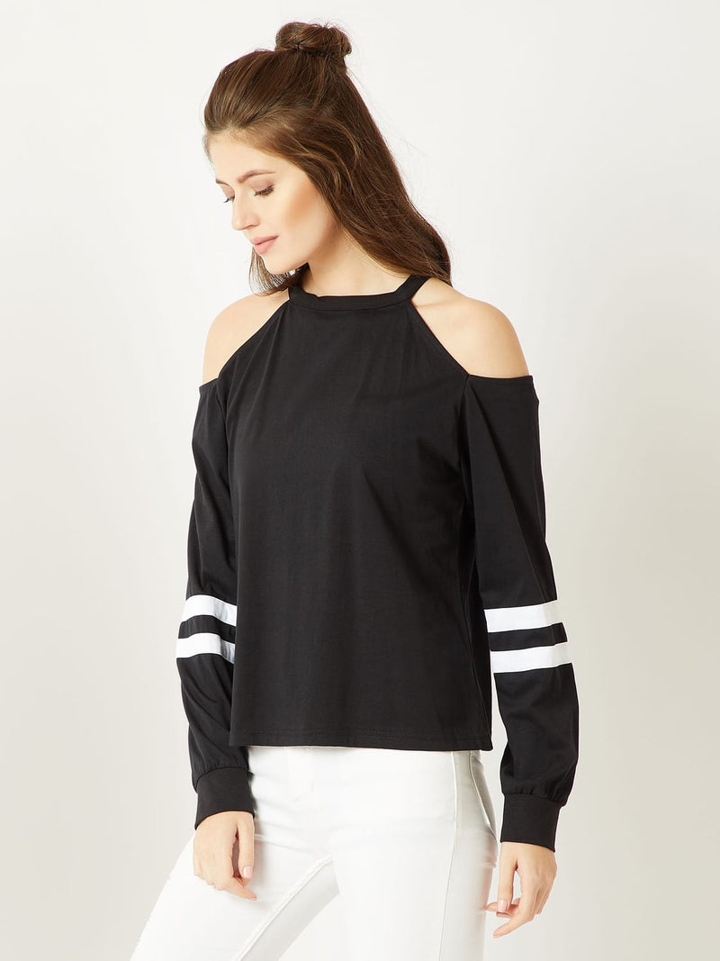 Sweatshirt Black With White Stripe Colour