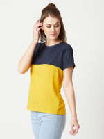 Stay Gold Colour Block Multicolor-Base Navy Blue Top