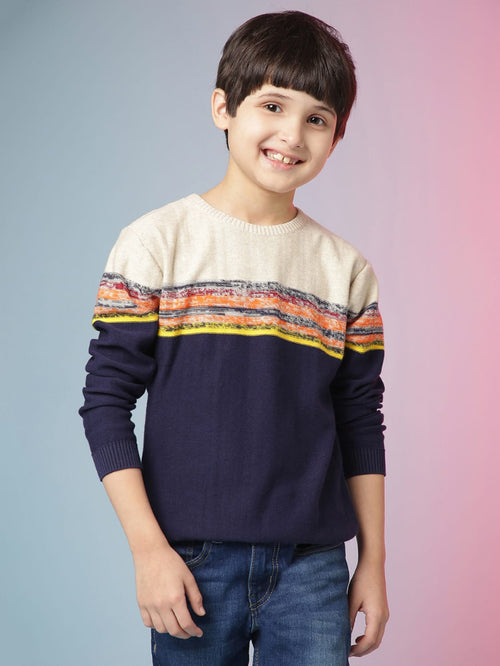 Instafab Eleven West Inc Boys Colorblock Stylish Casual Sweater