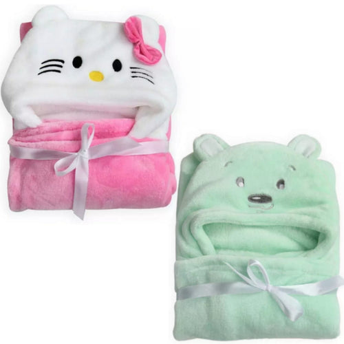 Brandonn Adam Supersoft Premium Hooded Wrapper Cum Baby Bath Towel for Babies Pack of 2