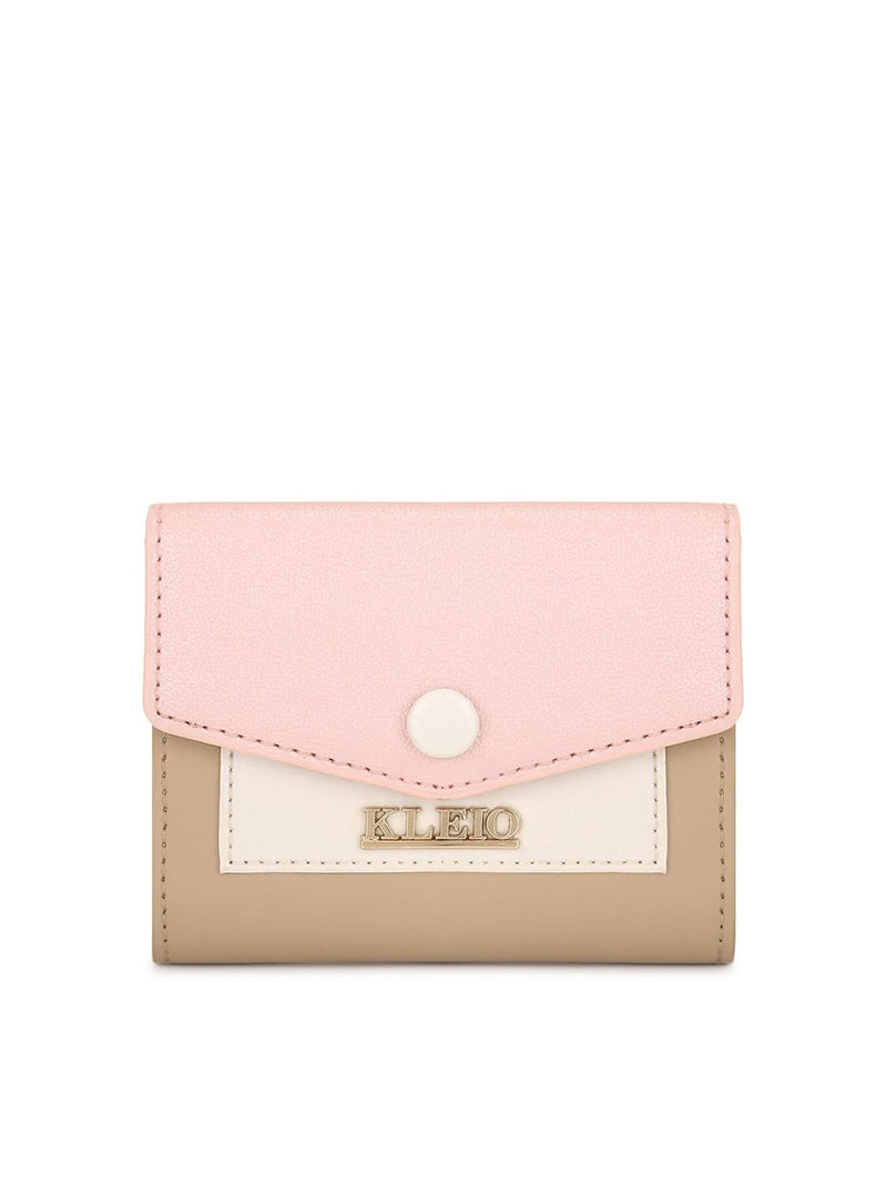 KLEIO Mini Trifold Wallet With Multi Pockets (HO5011KL-PIBE) (PINK BEIGE)