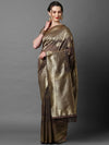 Sareemall Brown Festive Silk Blend Elite Woven Design Saree With Unstitched Blouse