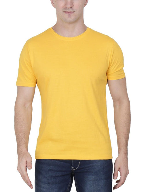 Men's Round Neck-Yellow 100% Cotton- 140 GSM