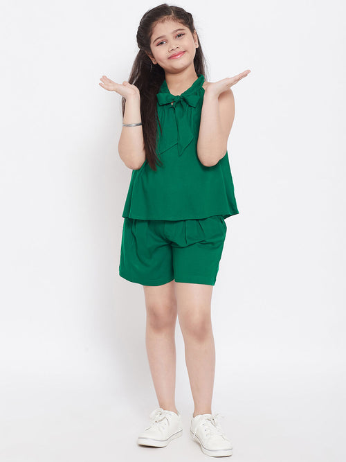 Girl's Raiment Solid Top with Shorts Green