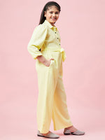 Girl's Expensive Solid Jumpsuit Yellow