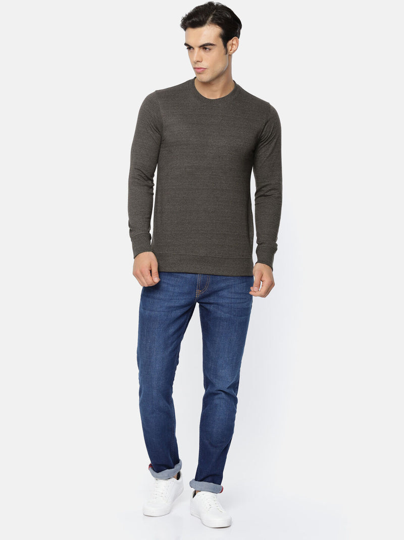 Solid Round Neck Cotton T-shirt Full Sleeves