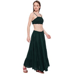 Aawari Rayon Skirt Top Set For Girls and Women Bottle Green