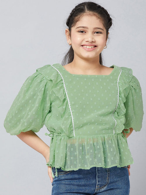 Girl's Curve Pro Solid Top Green