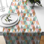 Marble Multi Triangles Printed Quality Cotton Canvas 6 Seater Table Runner (13 x 72 Inches)