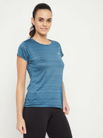 Clovia Comfort-Fit Active T-shirt in Teal Blue
