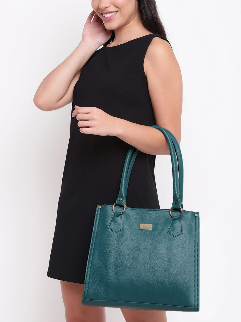 Kleio Pretty Purse PU Leather Women Zipper Multi Compartment Tote Shoulder Travel Hand Bag for Work Ladies