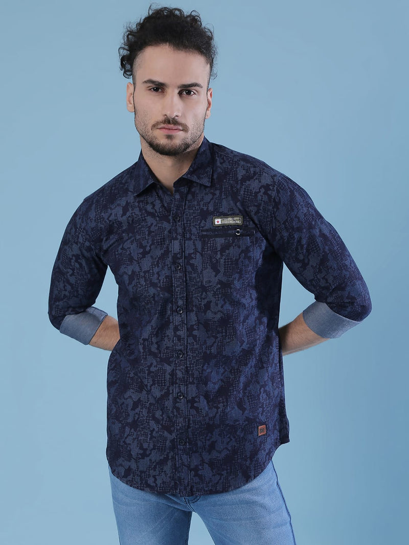 CAMPUS SUTRA Men Printed Casual White, Blue Shirt - Buy CAMPUS