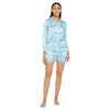 Women Sky Blue Printed Shirt and Shorts Night Suit