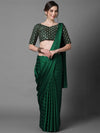 Sareemall Green Casual Georgette And Satin Solid Saree With Unstitched Blouse