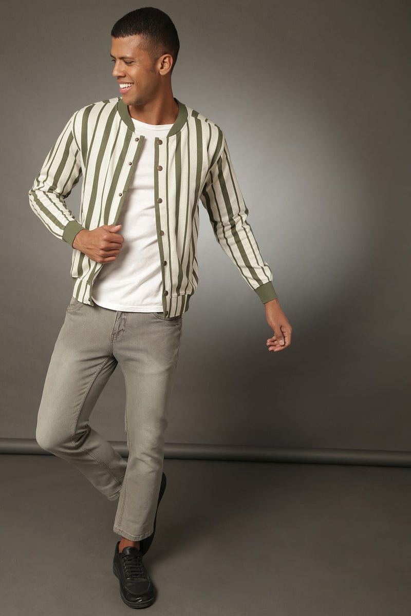 Campus Sutra Future Stud Men Striped Stylish Casual Jackets