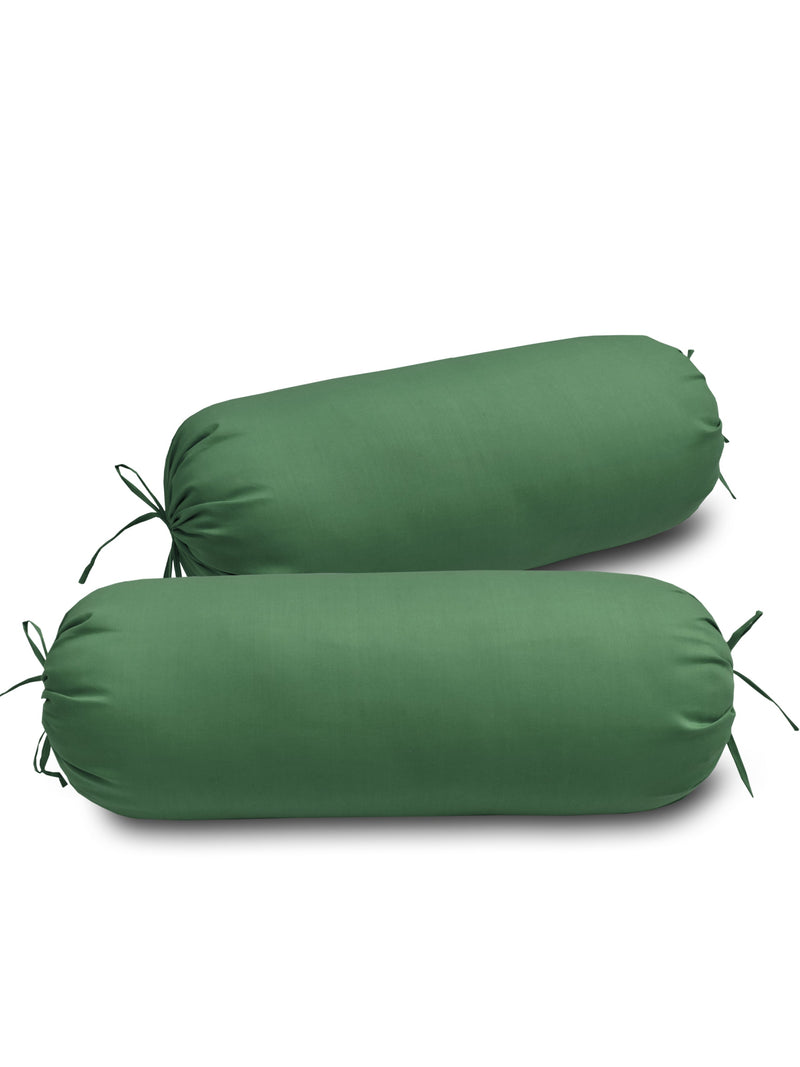 Clasiko Cotton Bolster Covers Set Of 2 300 TC Green