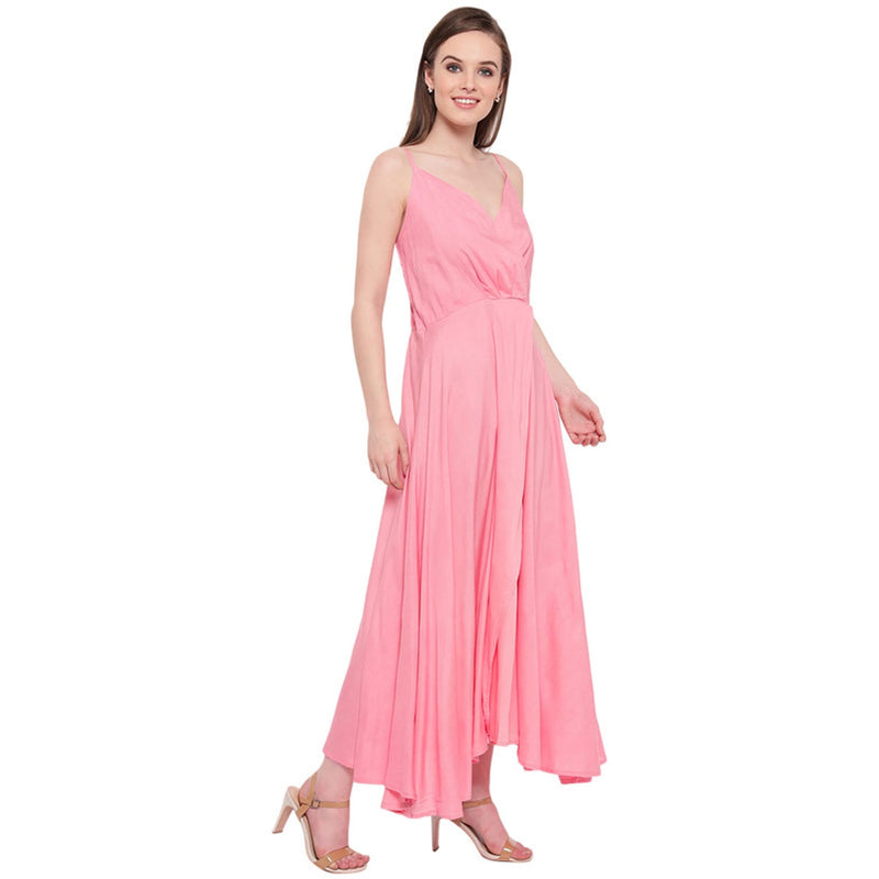 Aawari Rayon Front Open Gown For Girls and Women Baby Pink