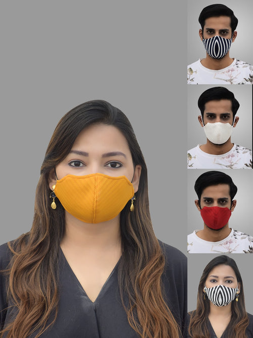 Unisex 5 Pcs 2-Ply Printed And Solid Reusable Outdoor Masks