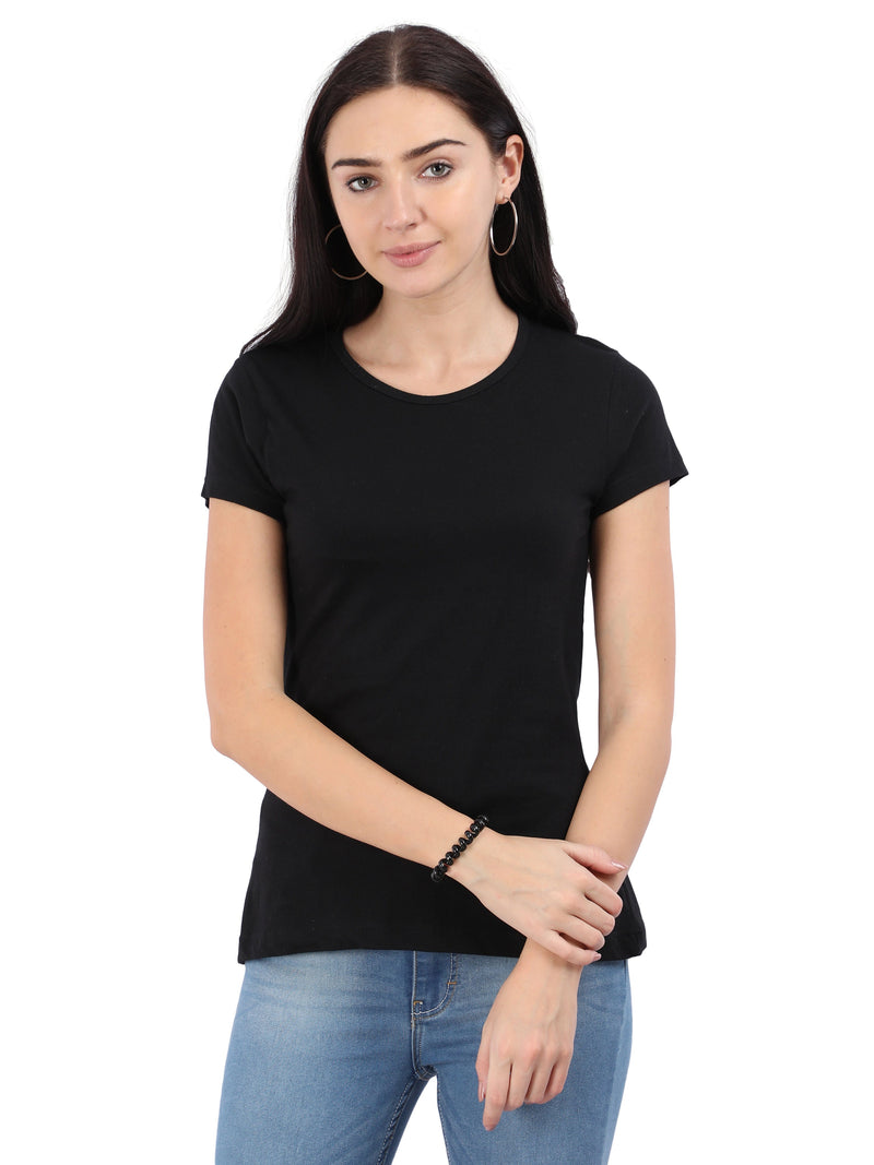 Womens 100 % Organic Cotton Tee- Black T-shirt