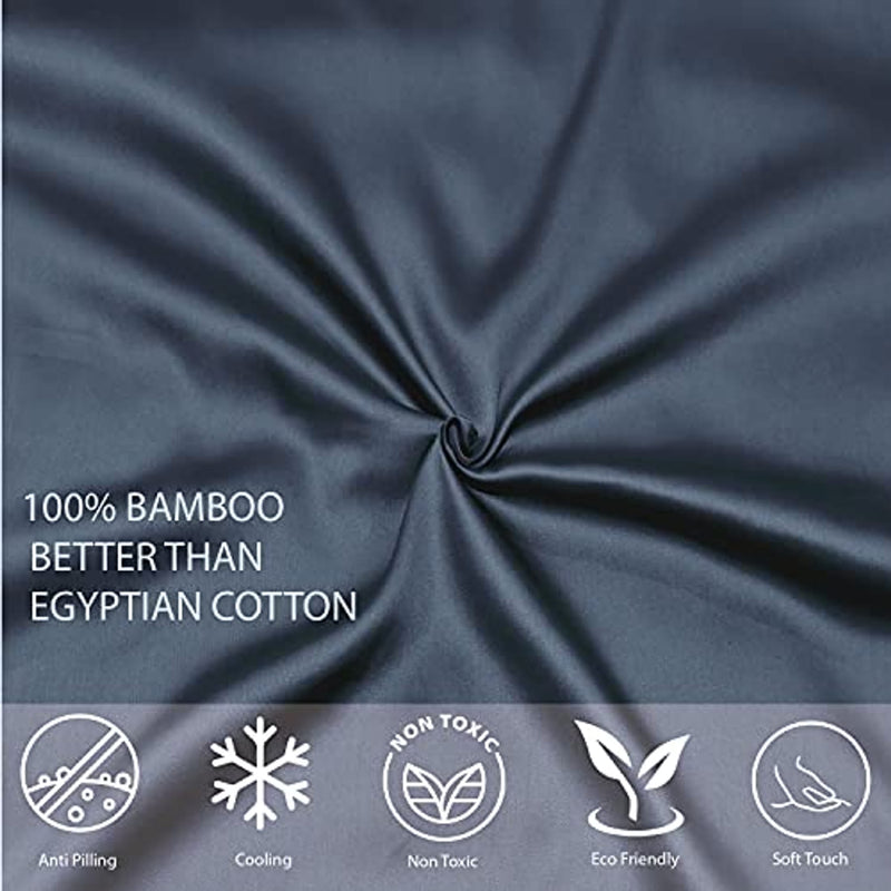 Organic Bamboo Flat Bedsheet - Navy Blue - King
