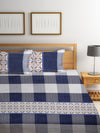 Home Sizzler Ergo Soft 144TC Microfibre Blue Double Bedsheet With 2 King Size Pillow Covers