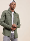 Men's Olive Denim Jacket Shirt