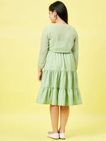 Girl's Thick Solid Dress Green