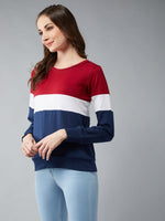 Contrast Colour Blocked Casual Sweatshirt