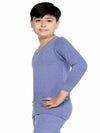 Thermals Unisex Top Round Neck Full Sleeves Solid Denim Blue