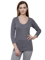 Dyca Womens Thermal Tops Round Neck Full Sleeves Pack Of 1-Charcoal Melange