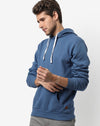 Campus Sutra Men's Light Blue Solid Regular Fit Sweatshirt With Hoodie For Winter Wear | Full Sleeve | Cotton Sweatshirt | Casual Sweatshirt For Man | Western Stylish Sweatshirt For Men