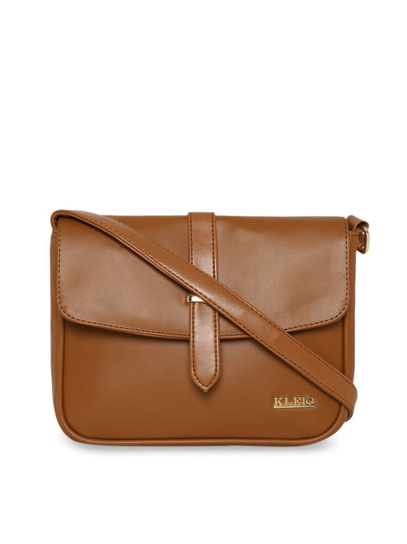 KLEIO Stylish PU Sling Bag for Women / Girls (Brown) (HO8016KL-BR)