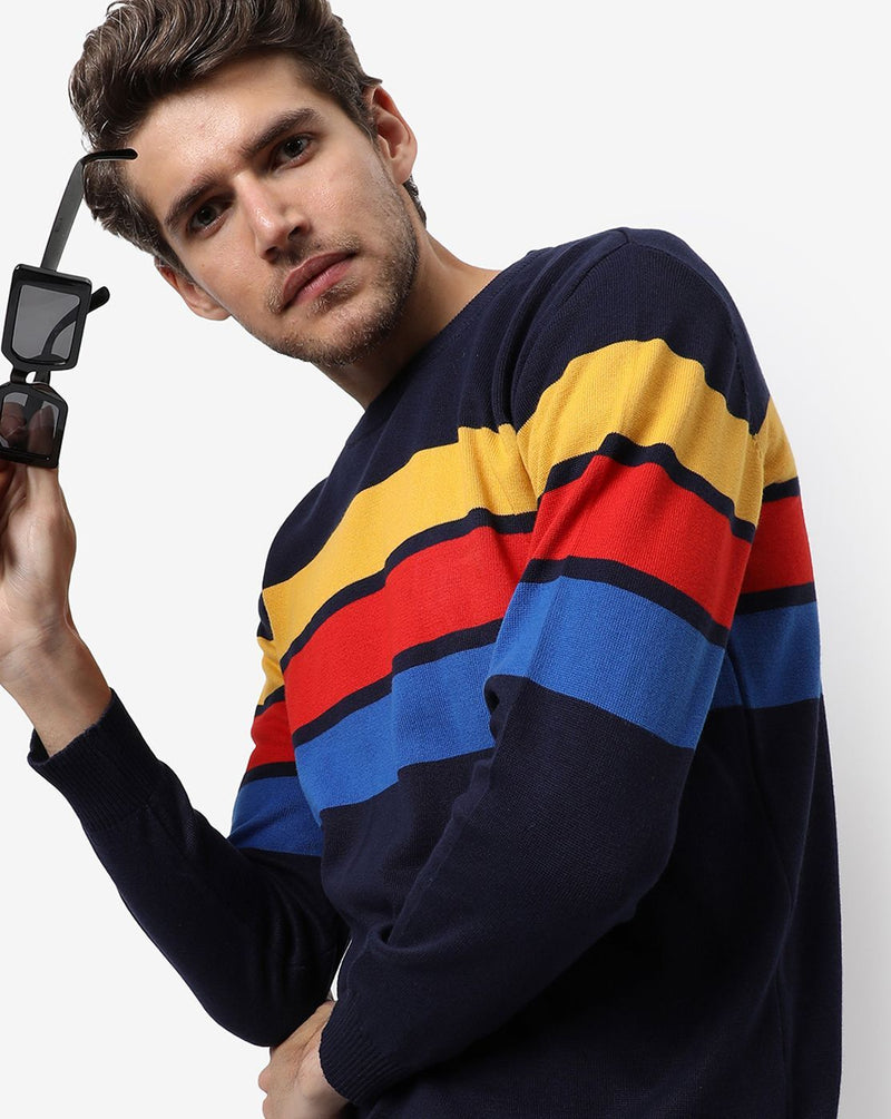 Buy Campus Sutra Men's Multicolour Colour-Blocked Sweatshirt With