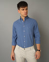 Mens Regular fit Solid Blue Casual Shirt