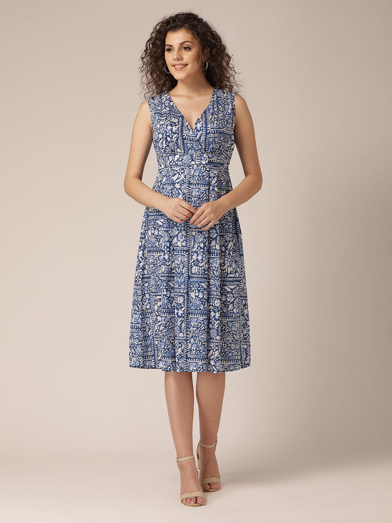 Overlap Yoke Midi Dress